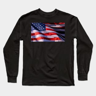 American Flag in the Wind Long Sleeve T-Shirt